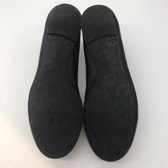 Tory Burch Classic Reva Butter Soft Leather Black Gold Ballet Flats Women's 6.5M - Picture 8 of 11